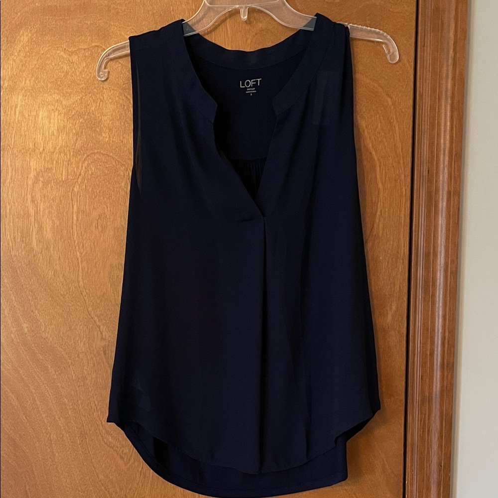 LOFT Dark Blue Sleeveless Blouse